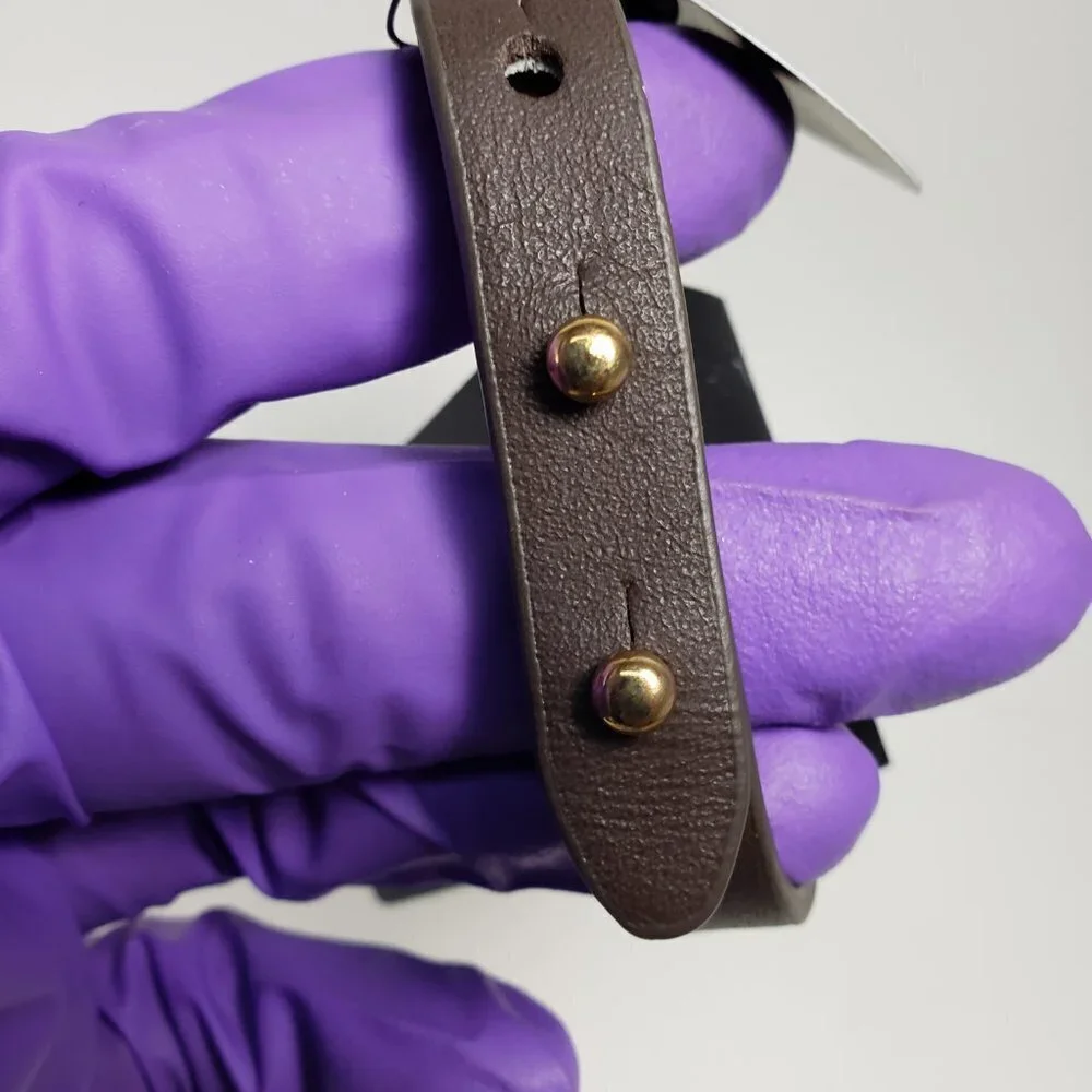 2/$30 Men's Brown Genuine Leather Bracelet – Adjustable Cuff w/ Gold Stud Detail
